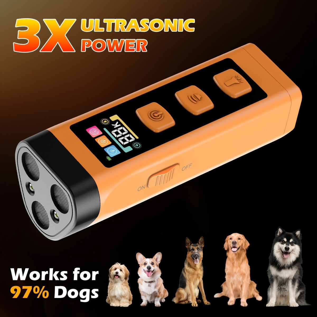 Triple-Head Ultrasonic Bark Deterrent, High-performance Soundwave Technology, USB Rechargeable Portable Handheld Anti-Barking Device, Dog Behavior Training - product image 3