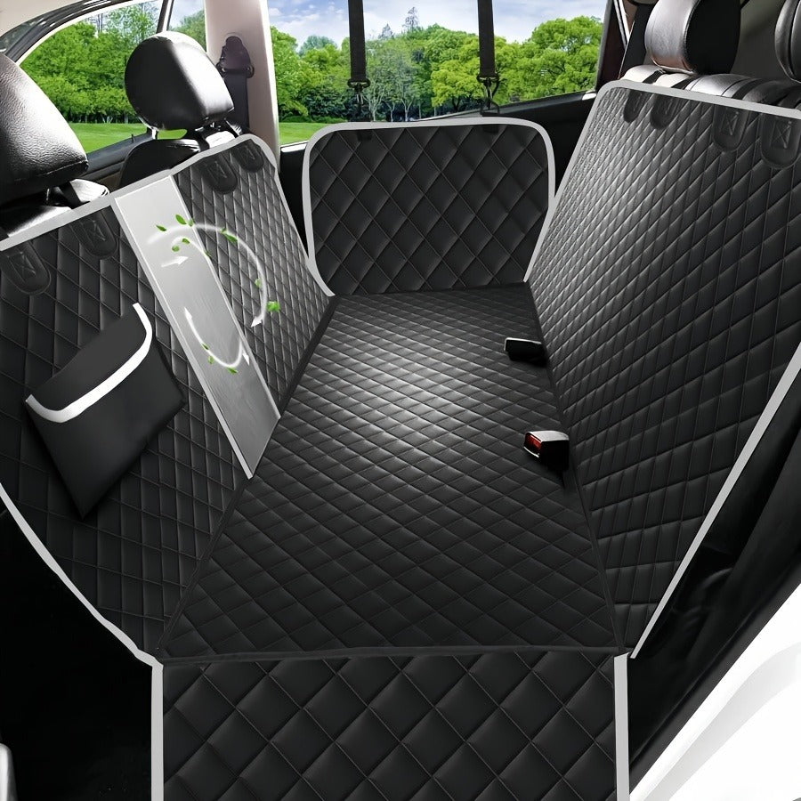 Dog Car Seat Cover Pet Hammock Waterproof Scratchproof Non-Slip Back Seat Protector with Mesh Windows & Storage Pockets | Sturdy Nylon Pet Travel Accessory - product image