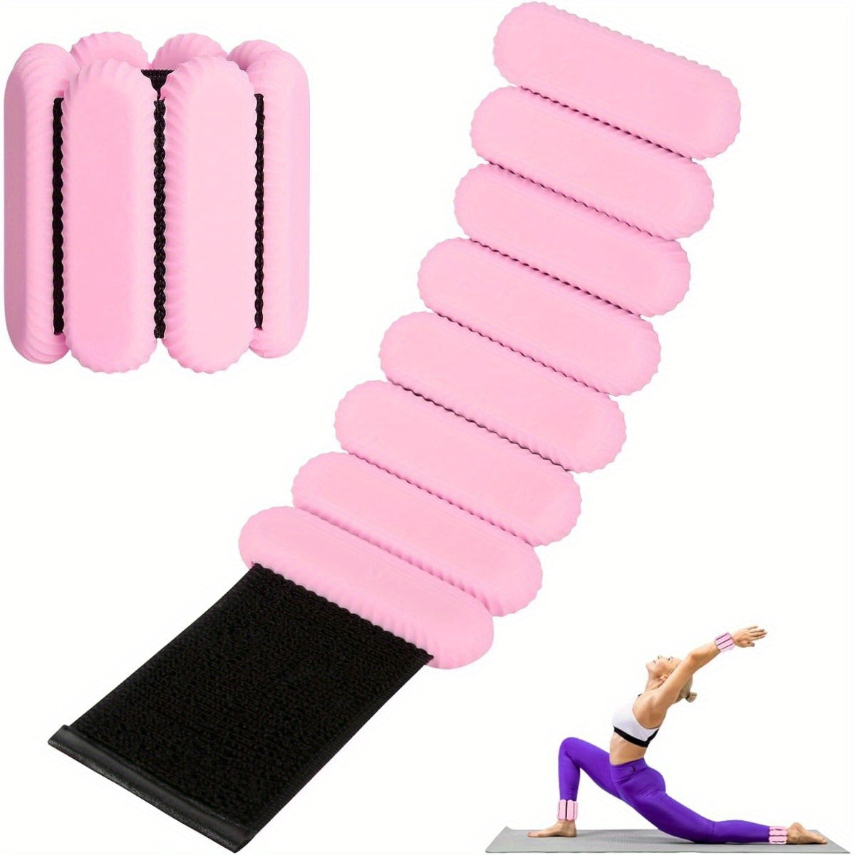 Adjustable Weighted Cuffs for Yoga, Running, Dance & Strength Training Workouts – Silicone Wrist & Ankle Weights Bracelet 1LB Pair for Women Men - product image
