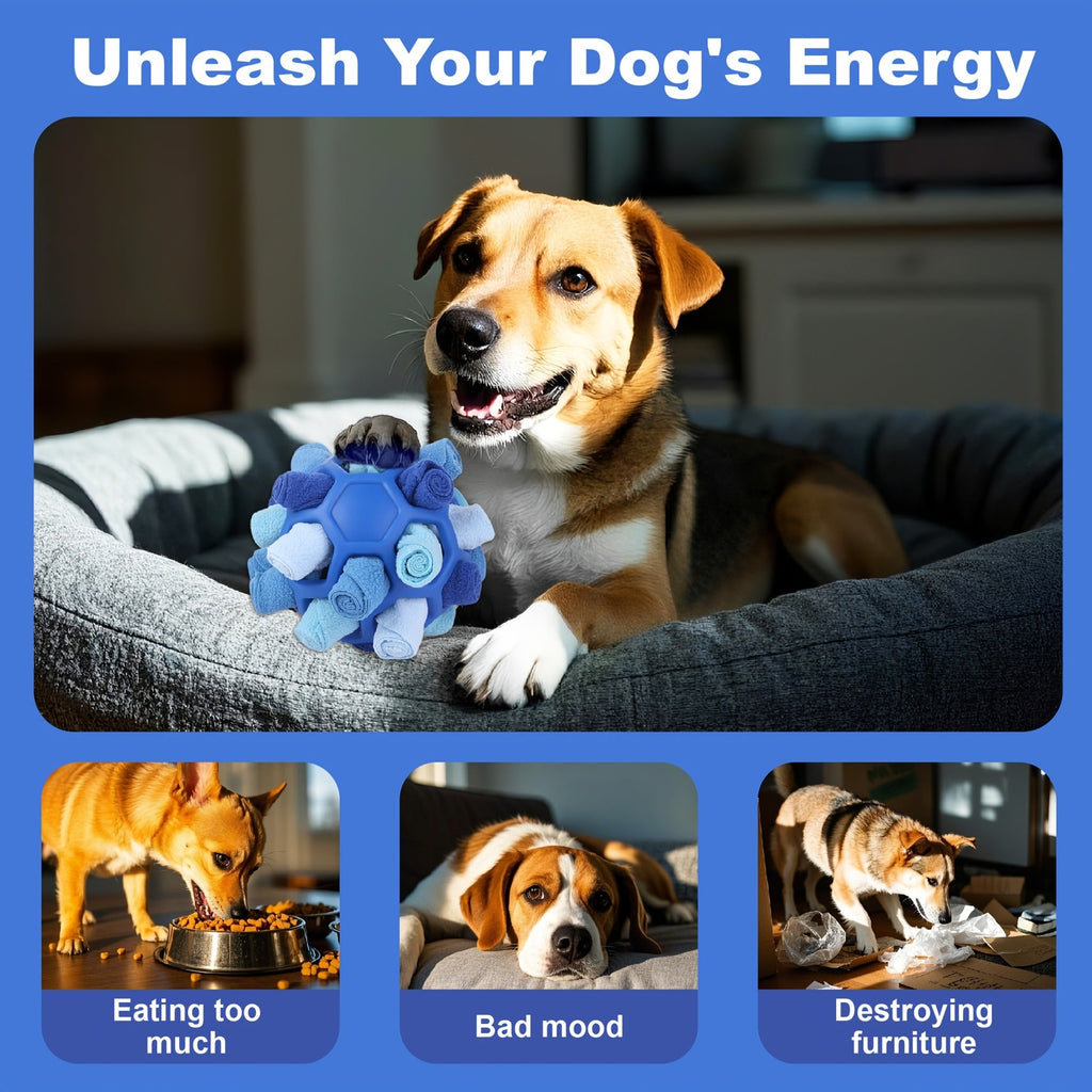 Snuffle Ball Dog Toy | Interactive Foraging Treat Dispenser & Slow Feeder Puzzle Toy for Small Medium Large Dogs, Snuffle Mat Ball for Mental Stimulation - product image 15