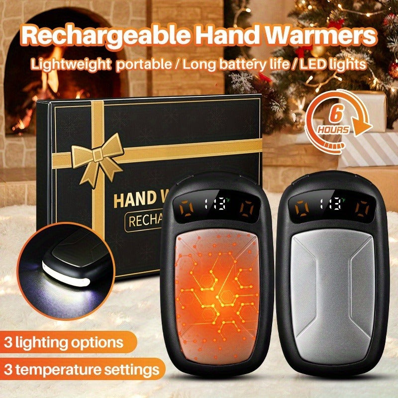 Rechargeable Hand Warmers with COB Light 2 Pack | Magnetic USB Electric Pocket Hand Warmer 12 Hours Heat | Carry-along Reusable Handwarmer for Camping Hiking - product image 2