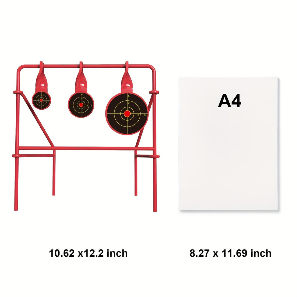 .22LR Rimfire Steel, 3 Floating Targets + 15 Bullseye Paper Targets, Foldable & Easy Setup – Triple Spinner Shooting Target