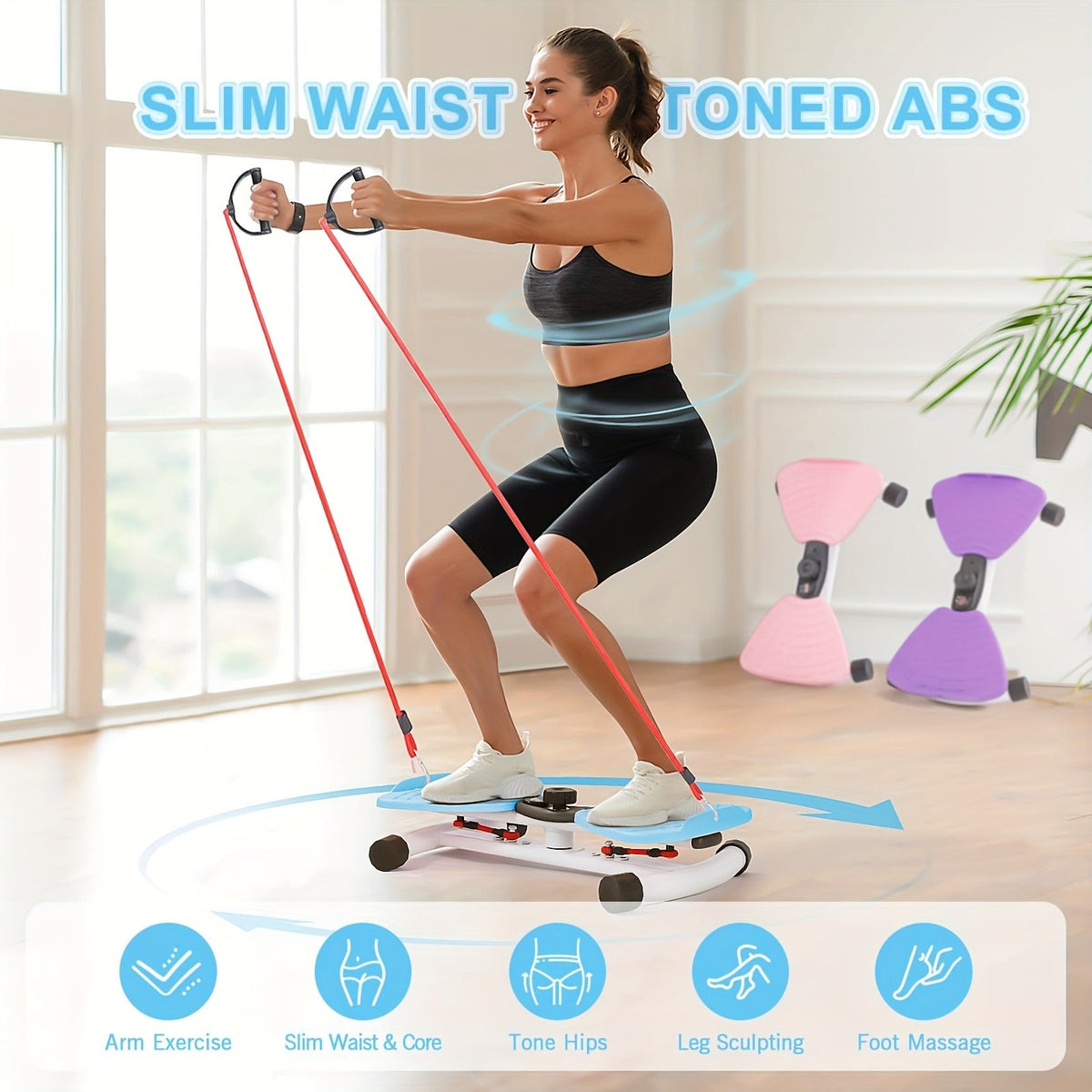 Waist Twisting Board Ab Twister for Home Gym | Track Time, Reps & Calories | Noiseless 360° Twist Exercise Machine with Digital Display, Figure-8 Resistance - product image 2