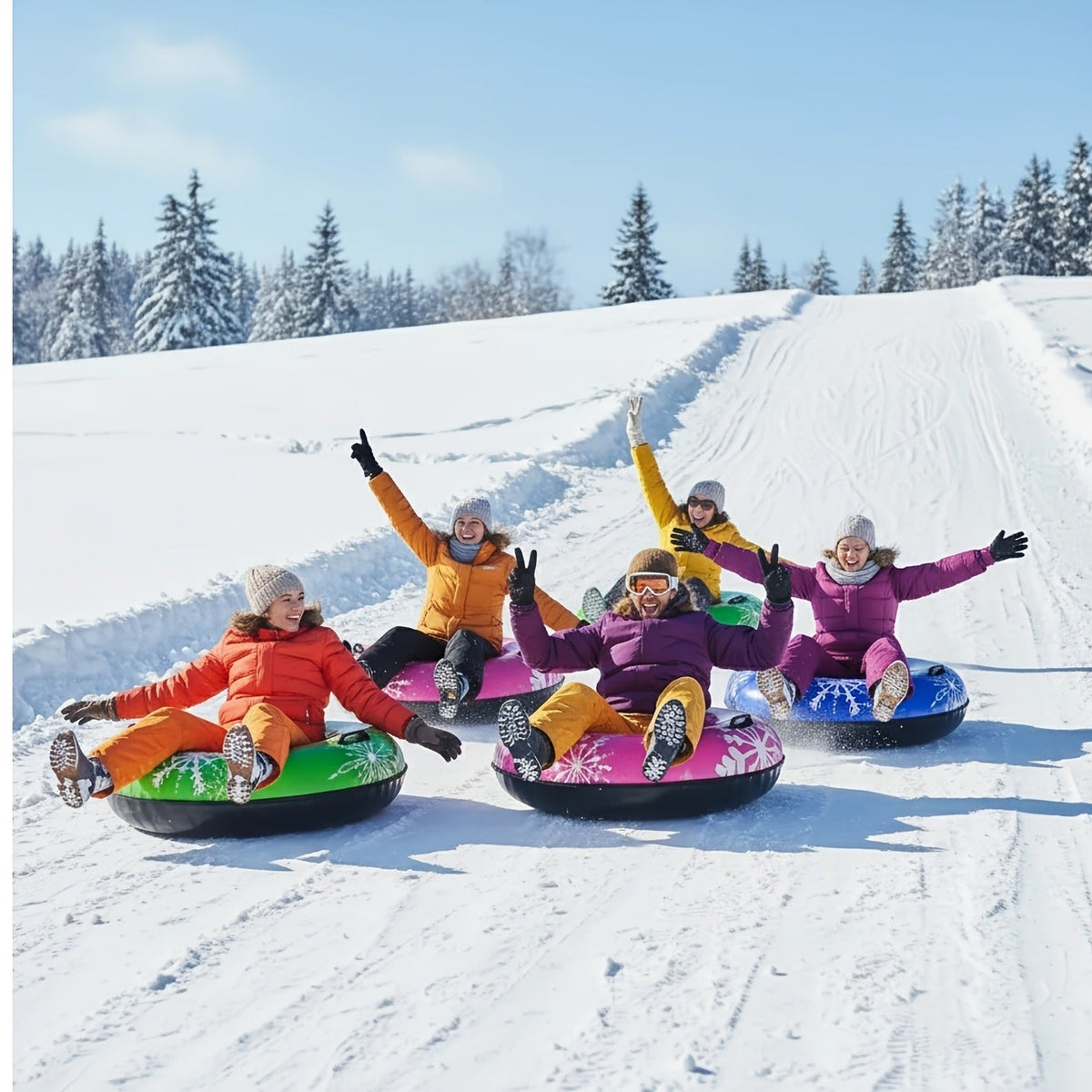 Triple-Layer PVC Snow Tubes 36 & 40 Inch, 220 lbs Capacity, 3-Layer Airlock Valve, Non-Slip Thickened Base & Embossed Handles for Ski Resort & Outdoor Winter - product image 4