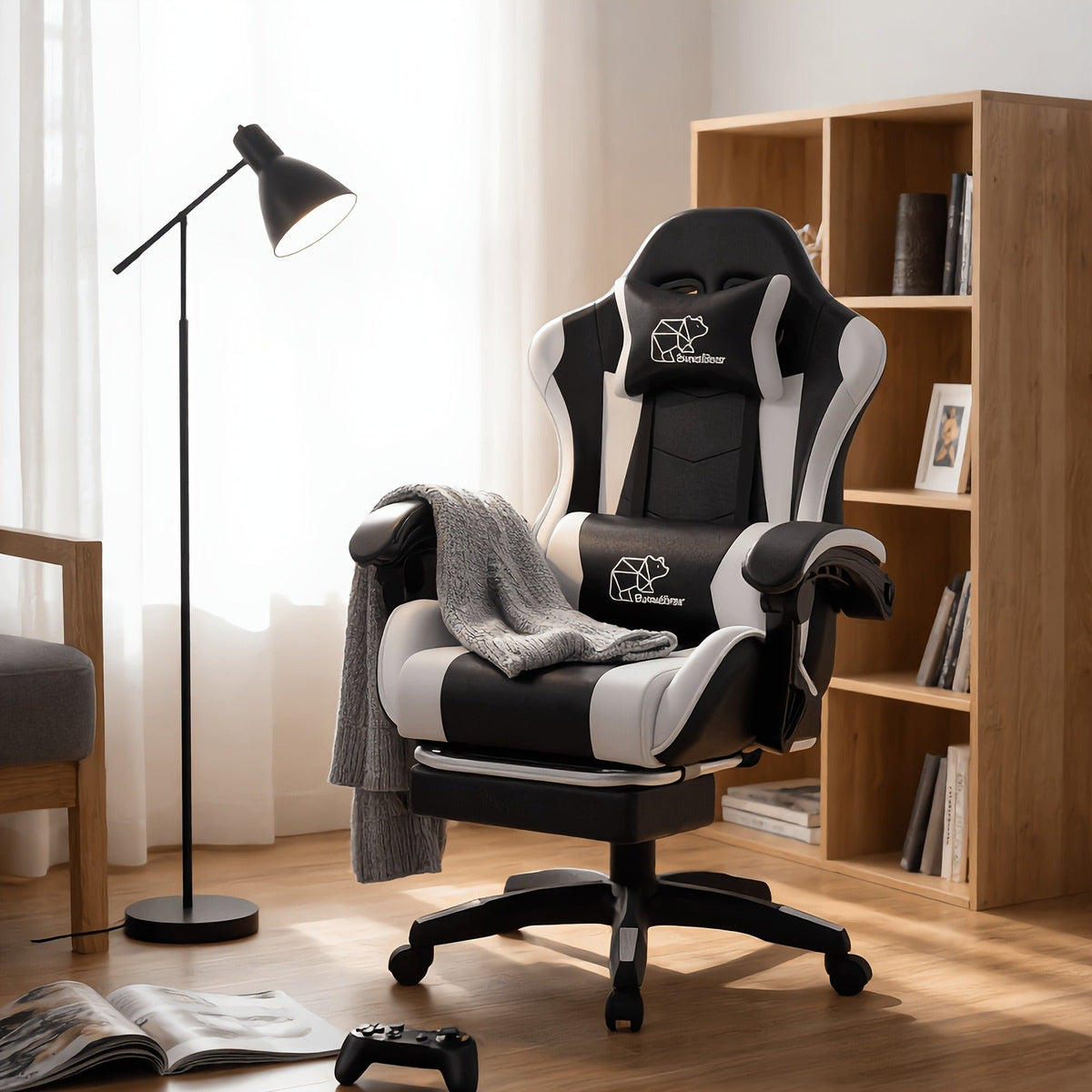 Ergonomic Reclining Computer Chair 360° Swivel Adjustable Height – Gaming Chair with Footrest & Lumbar Support