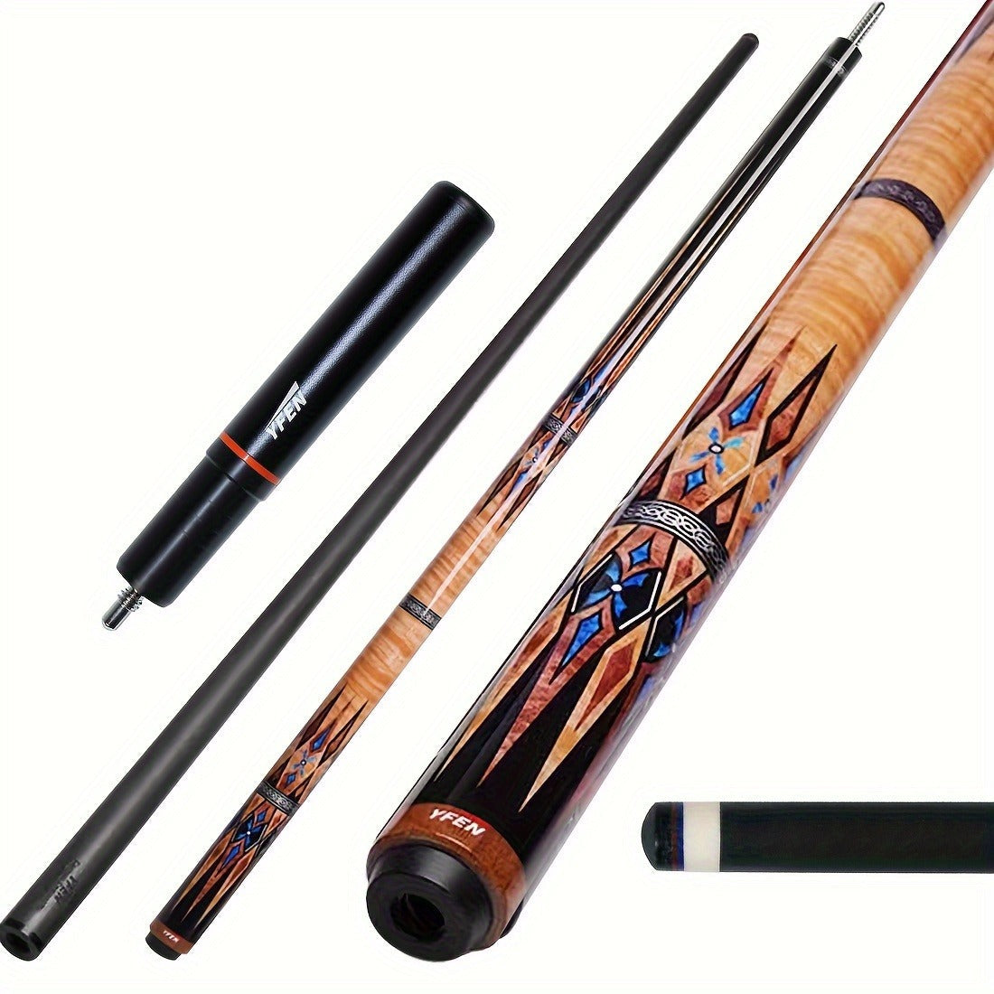 Carbon Fiber Pool Cue Stick 12.5mm Low Deflection Professional Billiard Cue with Extension Canadian Maple Wavy Pin Wrapless Design Dent-Resistant Shaft for - product image 3