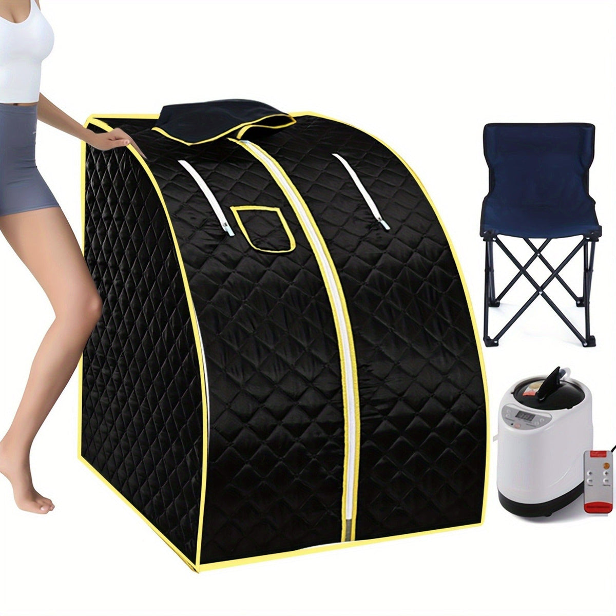 Portable Steam Sauna Tent with Remote Control & Foldable Chair, Personal Home Sauna Room for Detox Weight Loss Relaxation, Stainless Steel Stand, 87oz Steam Generator Included - product image 2