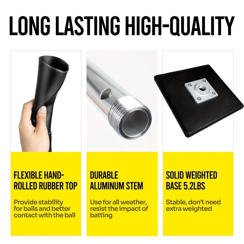 Baseball & Softball Batting Tee | Adjustable Height 25"-37", Heavy-Duty Rubber Top, Non-Slip Base, Indoor Outdoor Practice - product image 4