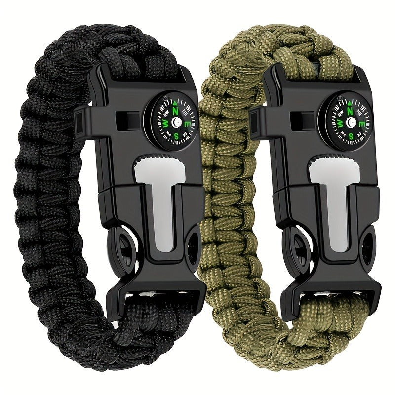 Paracord Survival Bracelet 2-Pack | 5-in-1 Tactical Emergency Bracelet with Fire Starter, Compass, Loud Whistle & Scraper, Outdoor Gear for Hiking, Camping - product image 3