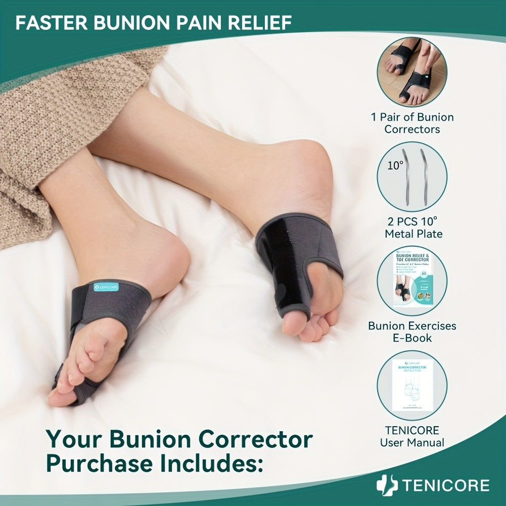 Adjustable Big Toe Splint with 2 Angle Bars & Double Non-Slip Straps, Day Night Hallux Valgus Relief Support Brace, 1 Pair | Toe Separator Bunion Corrector for - product image 10