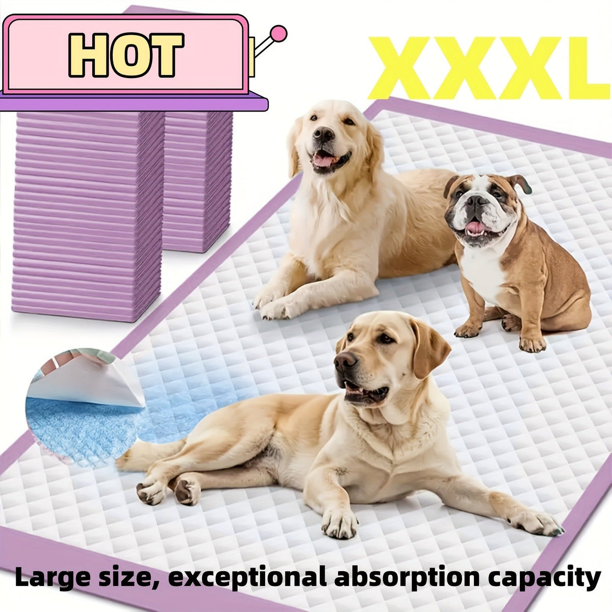 Puppy Pee Pads 100 Count – 6-Layer Super Absorbent Dog Training Pads, Leak-Proof Tear-Resistant Odor Control, 23.6"x23.6" & 34"x28" Large Size, Suitable for - product image 7