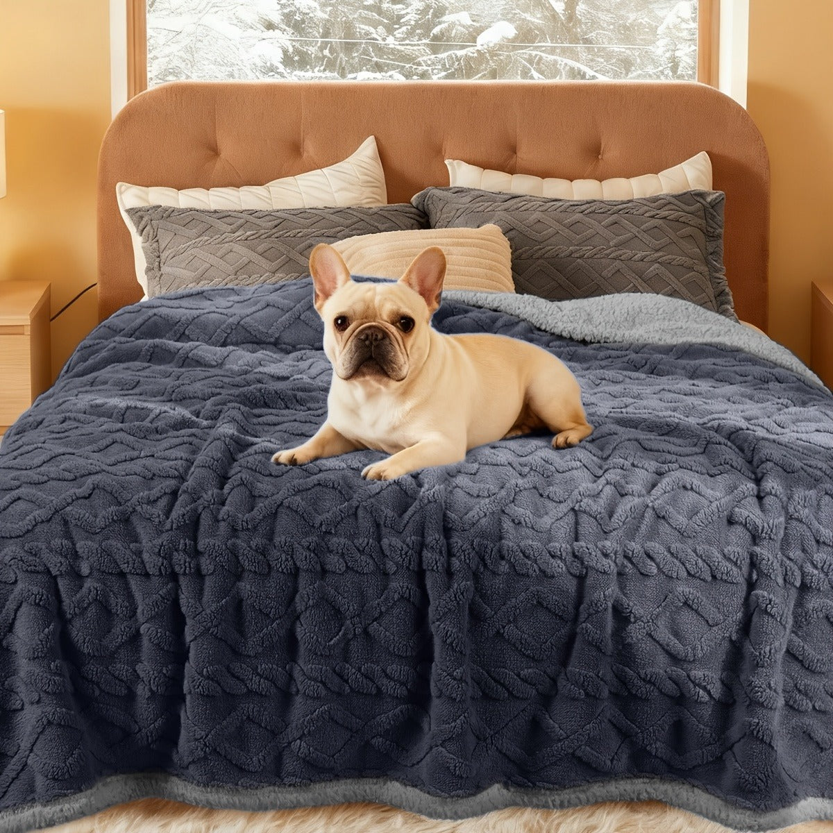 Reversible Sherpa Fleece Pet Throw Cover for Small Medium Large Dogs & Cats, 6 Sizes, 4 Colors – Liquid-Proof Dog Blanket for Sofa & Bed - product image 12