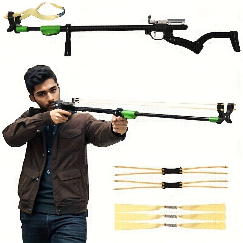 Telescopic Tactical Slingshot | Adjustable Length for Hunting Fishing Outdoor | Heavy-Duty Metal Long Pole Hunting Slingshot with Shoulder Stock for Adults - product image 2