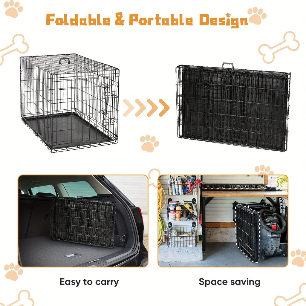 Folding Metal Wire Dog Cage with Leak-Proof Tray, Indoor Outdoor Travel Pet Kennel for Small Medium Large Dogs, 5 Sizes | Dog Crate with Divider Panel & Double - product image 18