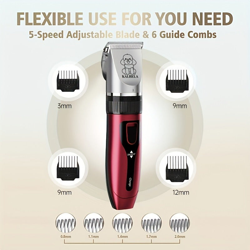 Pet Grooming Clippers Rechargeable with LED Display | Cordless Electric Dog Cat Hair Clipper, Detachable Blades 4 Guide Combs Low Noise, Professional Wireless - product image 8