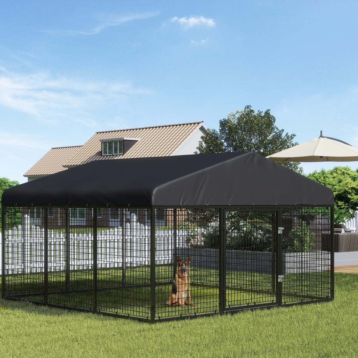 Outdoor Dog Kennel Heavy Duty Galvanized Steel with Roof Double Safety Locks Rust-Resistant Large Dog Cage Fence Run for Big Dogs Multiple Sizes 1.2M to 9M for - product image 6