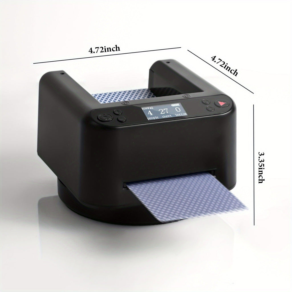 Double Layer 360° Rotating Electric Card Dealer with 5000mAh Rechargeable Battery, Hands-Free Auto Card Dispenser for Poker, Board Games & Family Game Night, Black or White | Automatic Card Dealing Machine