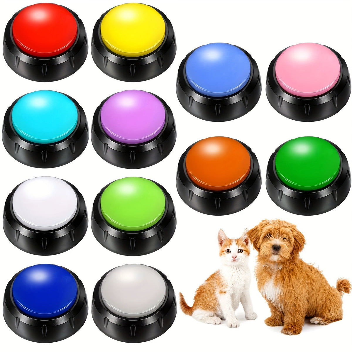 Dog Communication Buttons 12 Pack Recordable Talking Button Set 30 Second Voice Recording Pet Training Speaking Buttons 12 Colors Gift for Dogs Home Office for - product image 4