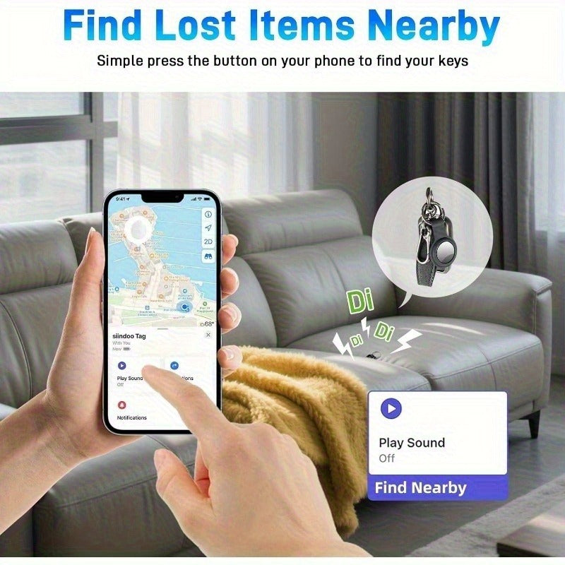 Wireless Smart Item Tracker Tags 2 Pack | Bluetooth Item Finder Compatible with Find My App (iOS), Replaceable Battery, Silicone Case Included, Lightweight - product image 4