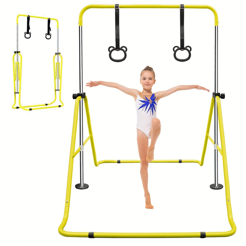 Height Adjustable Horizontal Bar for Indoor Outdoor Home Use, Strength Training & Fitness Exercise Equipment, Green & Yellow – Adjustable Gymnastics Pull-Up - product image 5