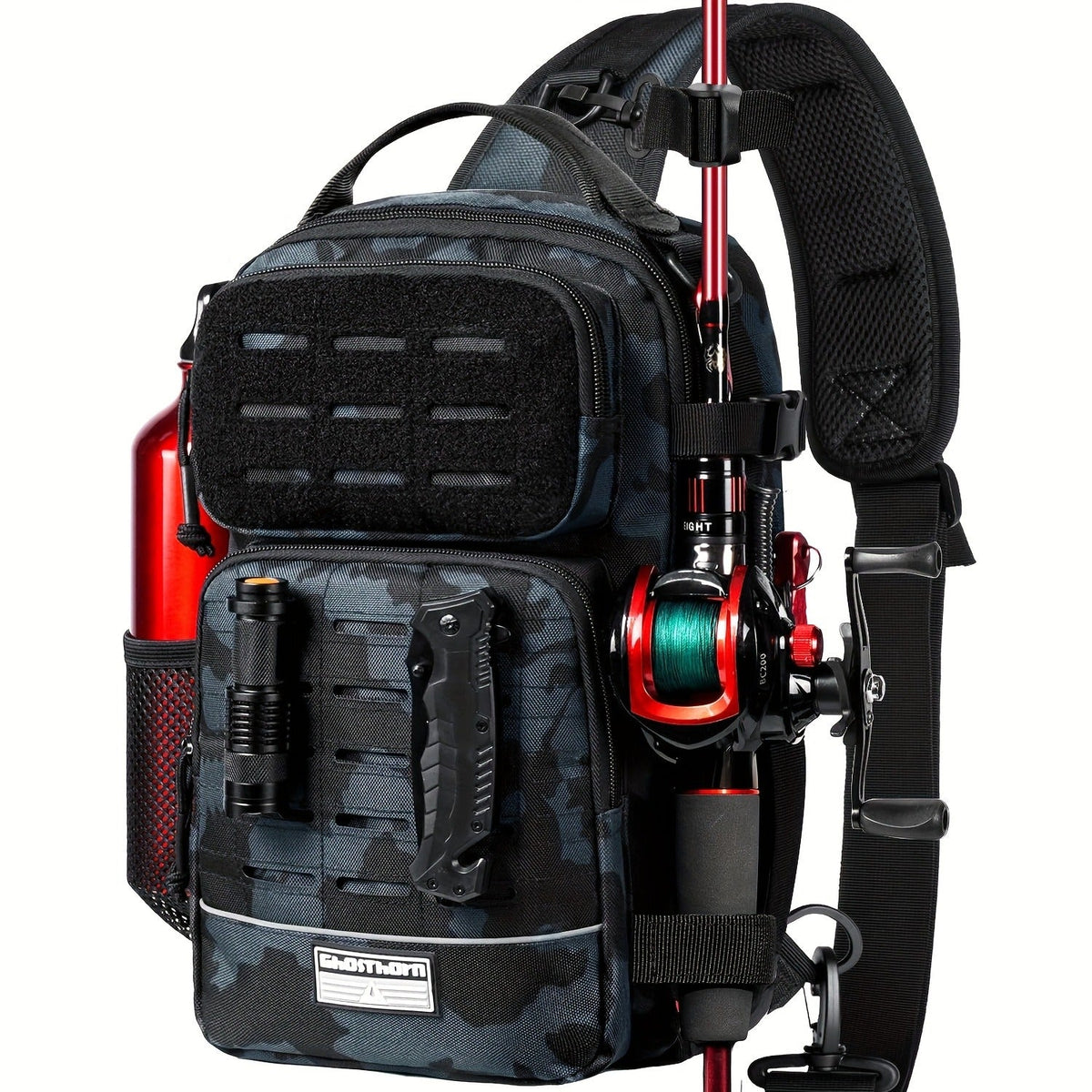 Tactical Outdoor Gear Bag for Fishing Tackle, Hunting & Camping, Multi-Pocket Crossbody Bag, Available in Green Camo, Black Camo, Black & Khaki, Gift Box - product image