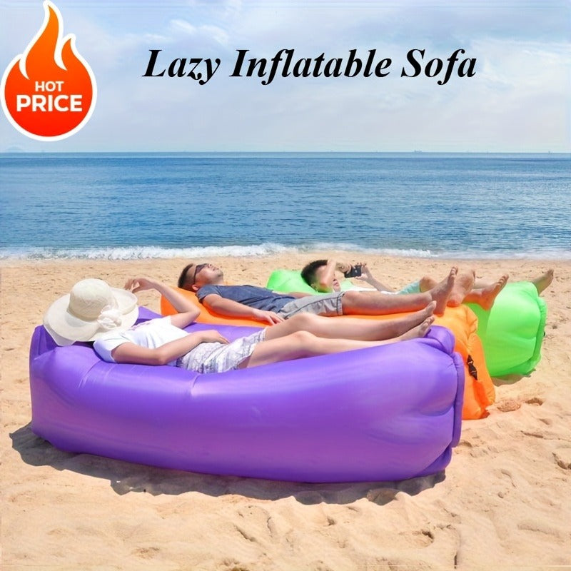 Inflatable Air Sofa Outdoor Camping Lounger 440LB Heavy Duty Quick Inflate Portable Lazy Bag Sofa Bed with Carry Bag Featherlight Space-saving for Beach Hiking Music Festival Travel 6 Colors