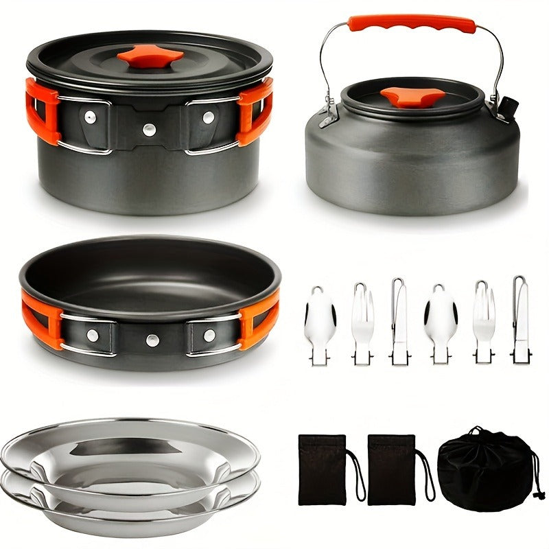 Camping Cookware Set for 2-3 People – Frying Pan – Carry-along Aluminum Outdoor Cooking Kit with Pot – Kettle & Cutlery – Featherlight Foldable Camp Kitchen - product image 4