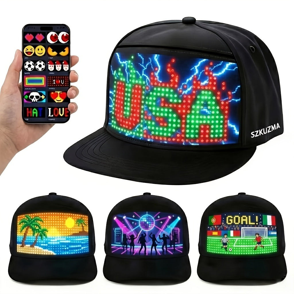 Programmable LED Hat with APP Control | Custom Text, Animation & Graffiti Display, USB Rechargeable, Adjustable Fit for Men & Women, Glowing Light-Up Cap for - product image 7