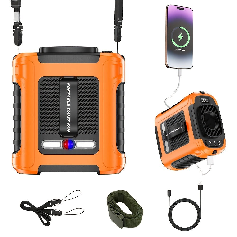 Wearable Neck Fan Rechargeable 10000mAh | 5-in-1 Carry-along USB Fan 22000RPM Brushless Motor | LED Power Indicator | 5 Wind Speeds | Built-in Flashlight - product image 6