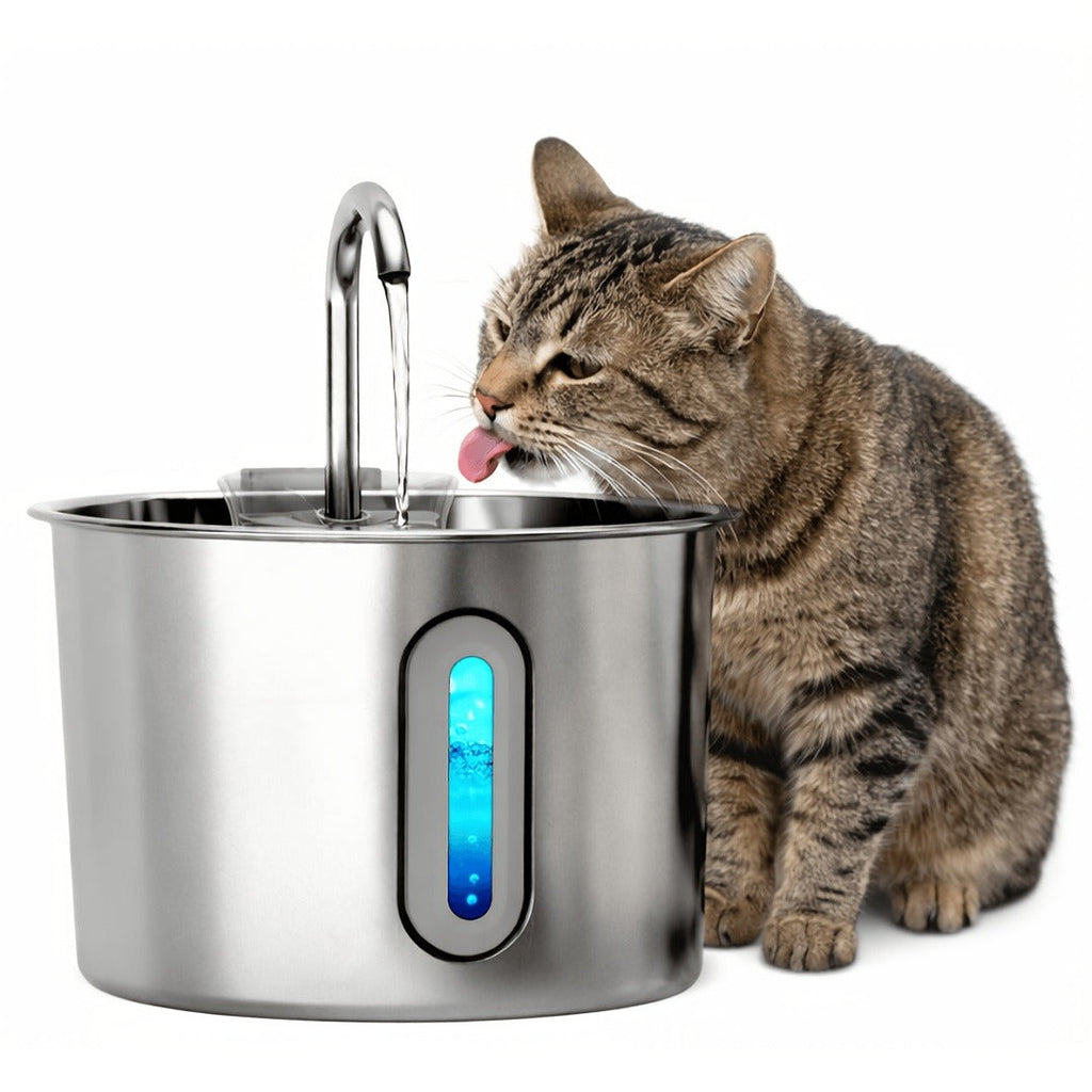 304 Food-Grade Steel, Ultra-Quiet USB Pump, 3-Stage Filtration, Visible Water Level Window, Auto Circulation for Cats & Small Dogs – Stainless Steel Cat Water - product image