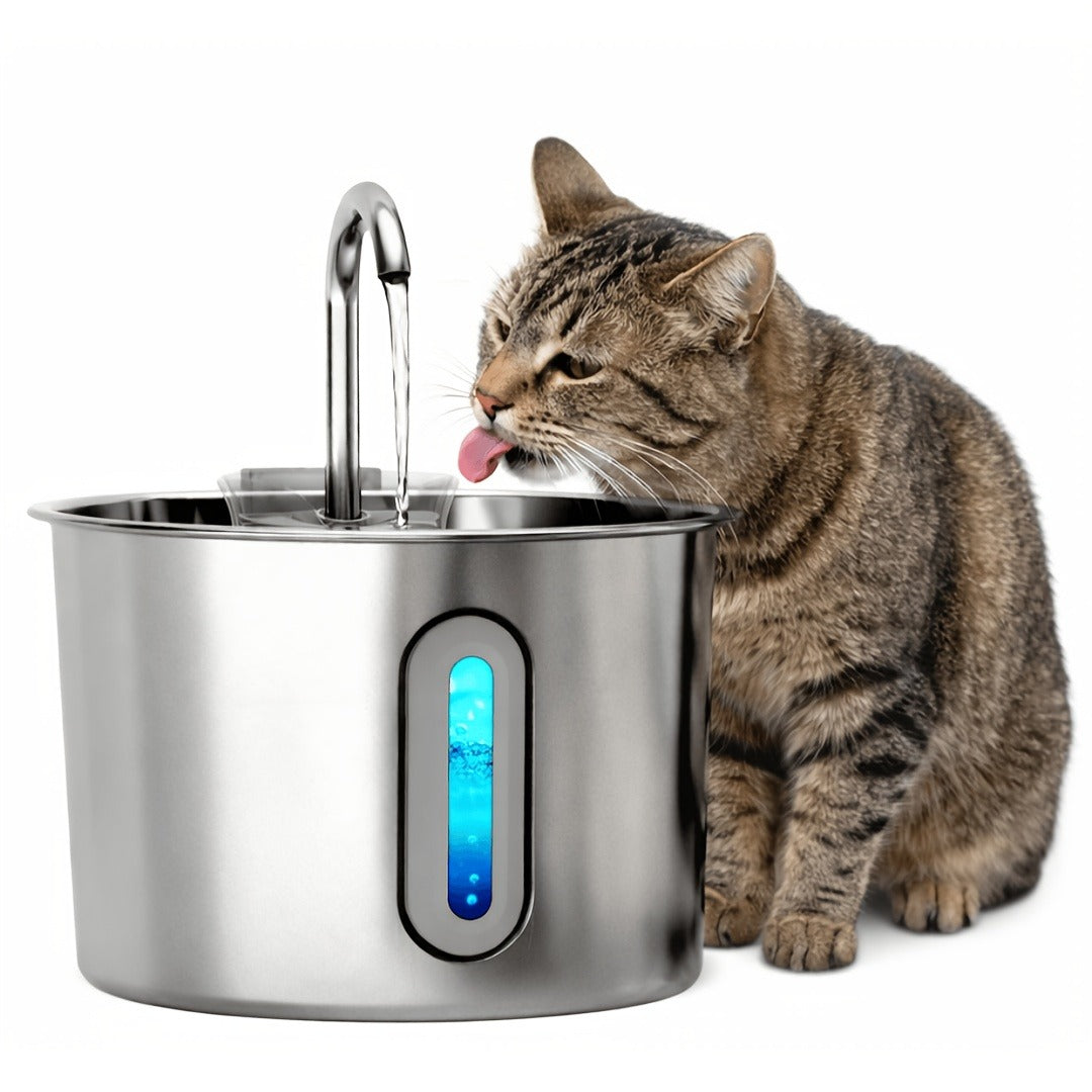304 Food-Grade Steel, Ultra-Quiet USB Pump, 3-Stage Filtration, Visible Water Level Window, Auto Circulation for Cats & Small Dogs – Stainless Steel Cat Water - product image