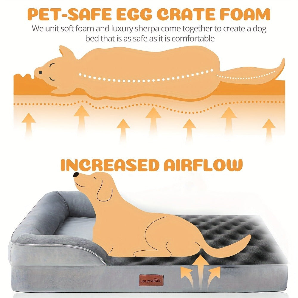 Orthopedic Dog Bed with Removable Washable Cover – High-Density Foam Dog Sofa Couch Bed, 4-Sided Bolster, Nonskid Bottom, Soft Flannel Lining, Available in M - product image 8