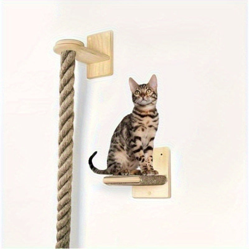 Wall-Mounted Cat Scratching Post with Climbing Rope Jute Rope Jump Platform Resting Perch Large Ladder Cat Tree Activity Center Space-Saving 1.5M 60in for - product image 8