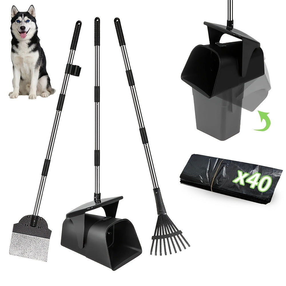 Dog Pooper Scooper with Long Handle & Swivel Bin – Heavy Duty Rake Spade Set, 40 Waste Bags Included, Pet Waste Removal for Yard Grass Gravel - product image 13
