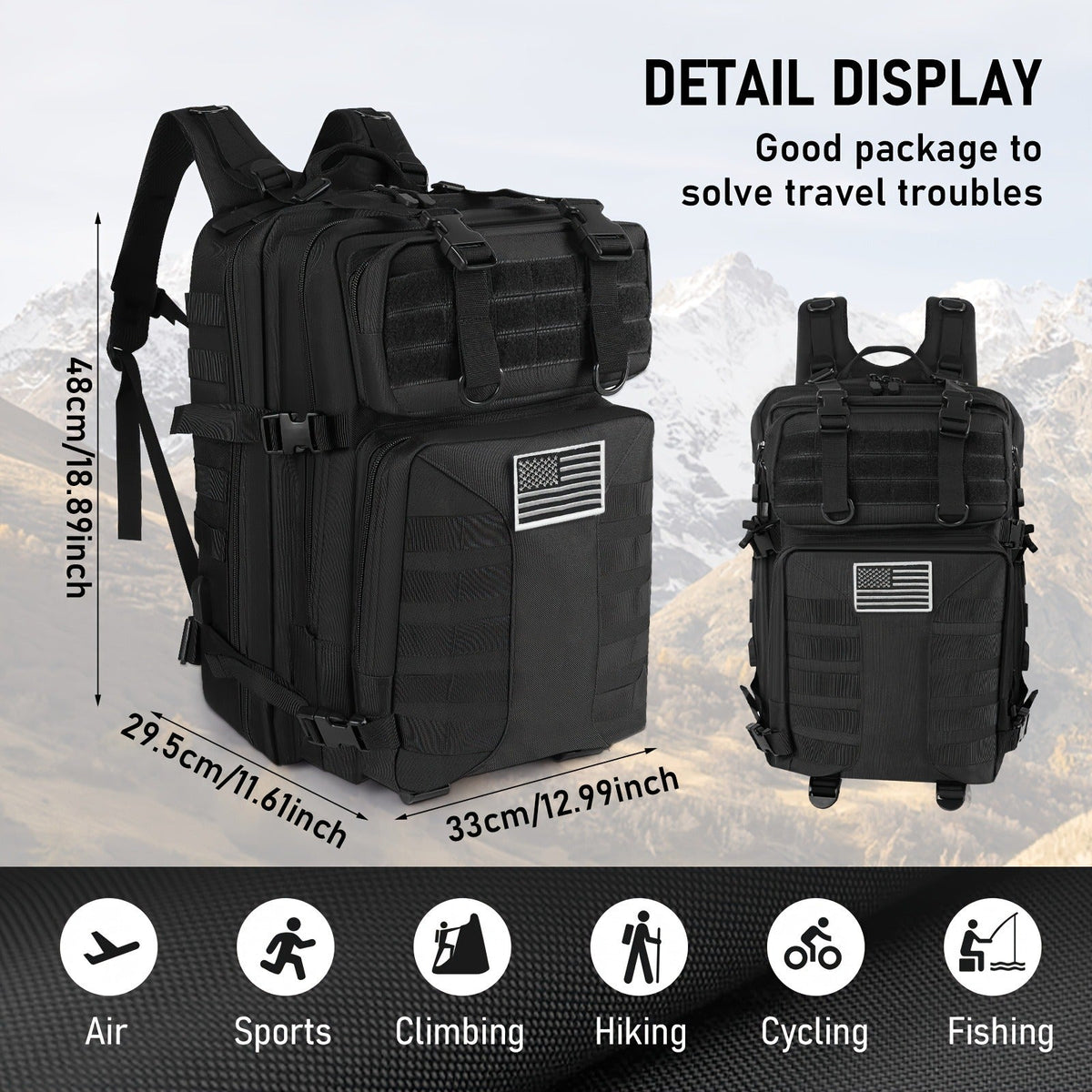 Large Capacity Molle Rucksack for Camping, Hiking, Hunting, Fishing & Travel, Unisex with Multiple Color Options | Tactical Military Backpack 50L - product image 15