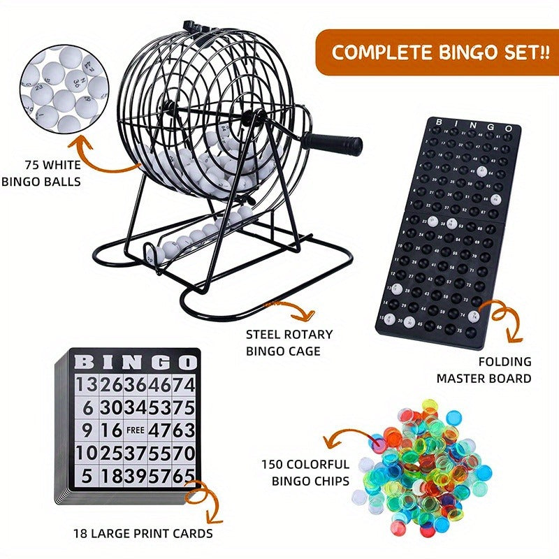 Bingo Game Set Metal Cage Lottery Machine Vintage Desktop Bingo Caller Kit for Family Game Night Party Adults Kids Birthday Holiday Gathering for Parties - product image 2