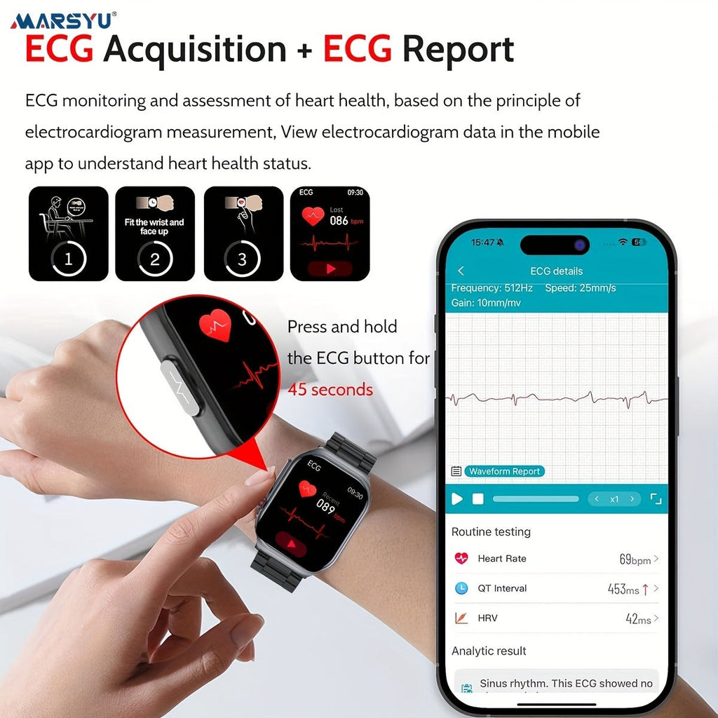 Smartwatch 2.04" Display – Bluetooth 5.3 Calling – 530mAh Battery – NFC – Multi-Sport Modes – Voice Assistant – Menstrual & Weather Forecast – SOS – Magnetic - product image 8