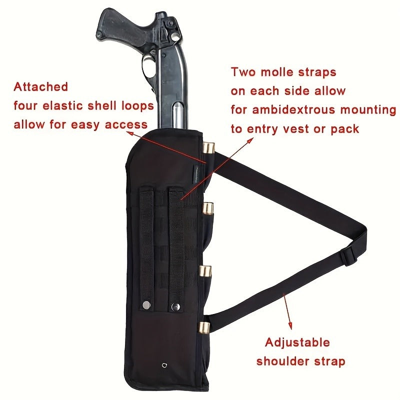 Tactical Shotgun Holster with MOLLE System | 19" 600D Oxford Cloth, Adjustable Strap & Shell Loops, Lightweight Hunting & Shooting Scabbard for Tactical Vests - product image 6