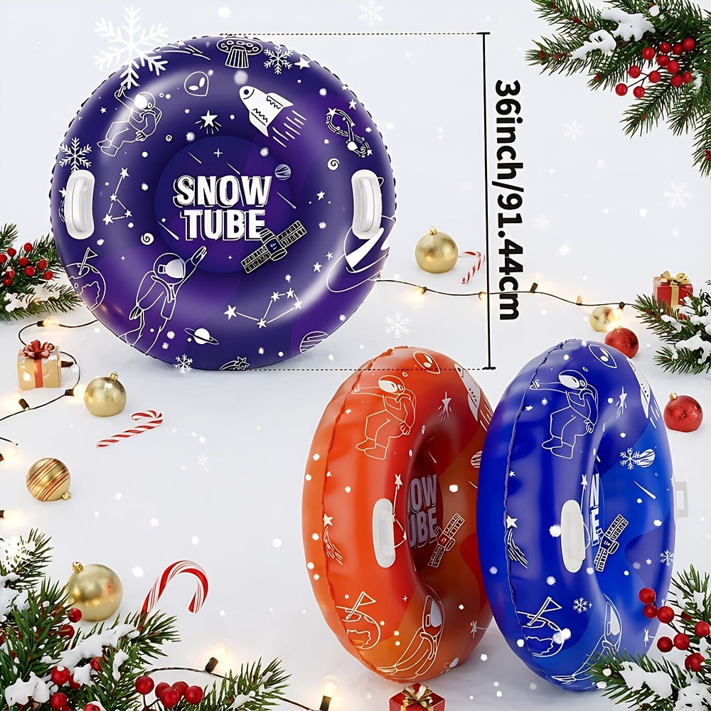 Extra-Large PVC Snow Sleds with 2 Dual Handles, Rugged Inflatable Snow Tubes for Hill Sledding, Ski Resort & Outdoor Winter Snow Sports – Snow Tubes for Adults 36 Inch 3-Pack