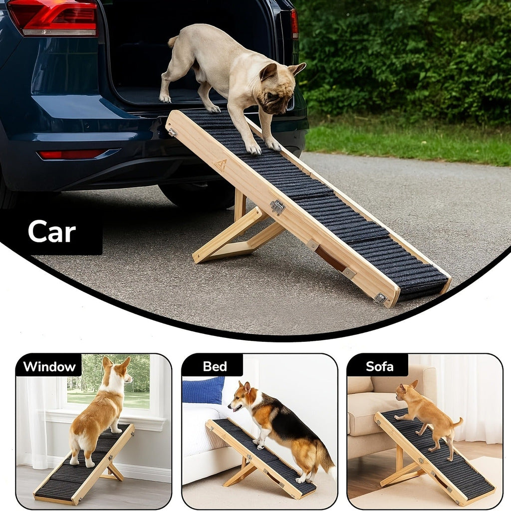 Collapsible Dog Ramp for Couch & Bed – 21 Inch, Non-Slip Pad & Wood Base, Travel-friendly Pet Stairs for Small Dogs, Puppies & Senior Dogs, Hassle-free Carry - product image 7