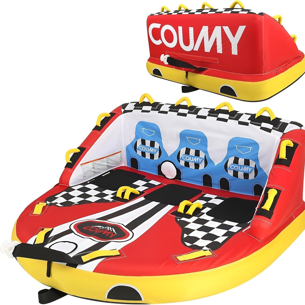 Inflatable Towable Tube for Boating – Heavy Duty PVC Pull Behind Water Tube with Front & Rear Tow Points, 840D Nylon Cover, Sofa Seat Design for 3-4 Riders - product image 4