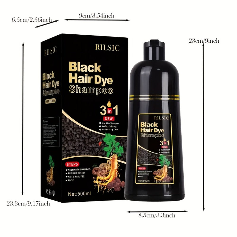 Hair Dye Shampoo 16.91oz (500ml) — 3-in-1 Herbal Formula with Plant Squalane for Instant Gray Coverage, Deep Conditioning & Everyday Cleansing | Fluffy Smooth Finish | Men & Women  - product image 6