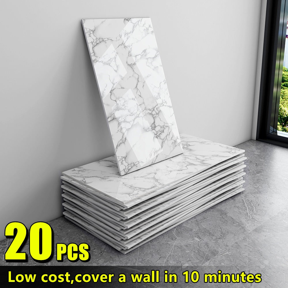 Marble Peel and Stick Wall Panels Self-Adhesive 3D Decorative Tiles - Glossy Marble Sheets for Bathroom Kitchen Living Room - Removable Vinyl Planks White Grey Black Imitation Ston - product image 3