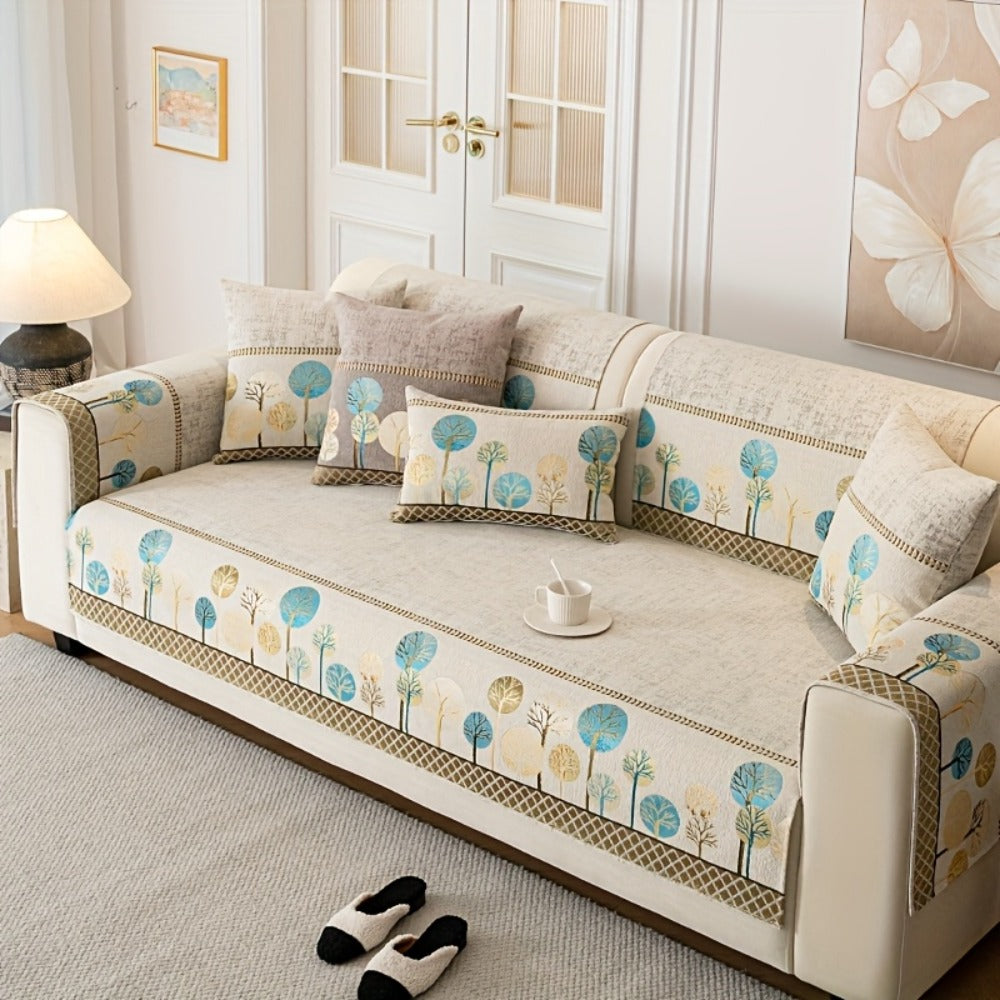Sofa Couch Cover Light Luxury Geometric Embroidery 1pc - Knit Anti-Slip Four Seasons Universal Pet Friendly Furniture Protection Slipcover | Grey Blue White | Single 2-Seat Living  - product image 22