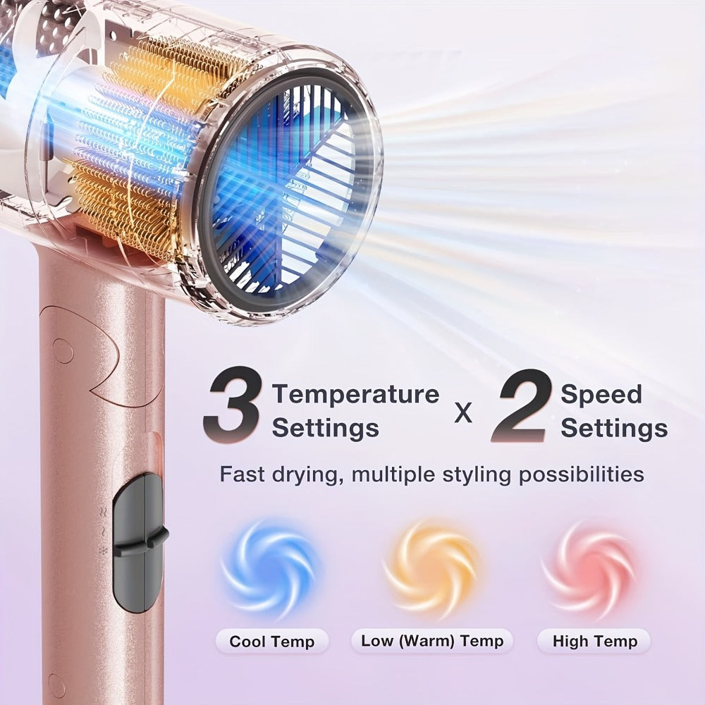 1875W Ionic Travel Hair Dryer Foldable with Diffuser & Concentrator Nozzle — Brushless Motor, 3 Heat Settings, 2 Speeds, Fast Drying Compact Blow Dryer for All Hair Types, Pink or  - product image 8