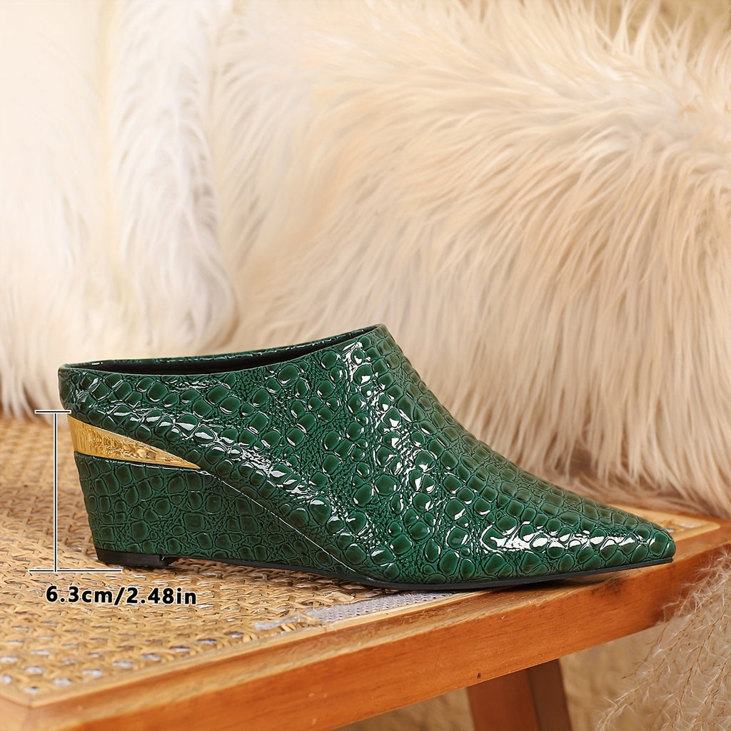 1 Pair Of Wedge , Stone Pattern, Blue and Green Wedge Shoes, Large Size Simple, One Foot Pedal, Pointed Toe Deep Mouth, Four Seasons Shoes, European and - product image 18