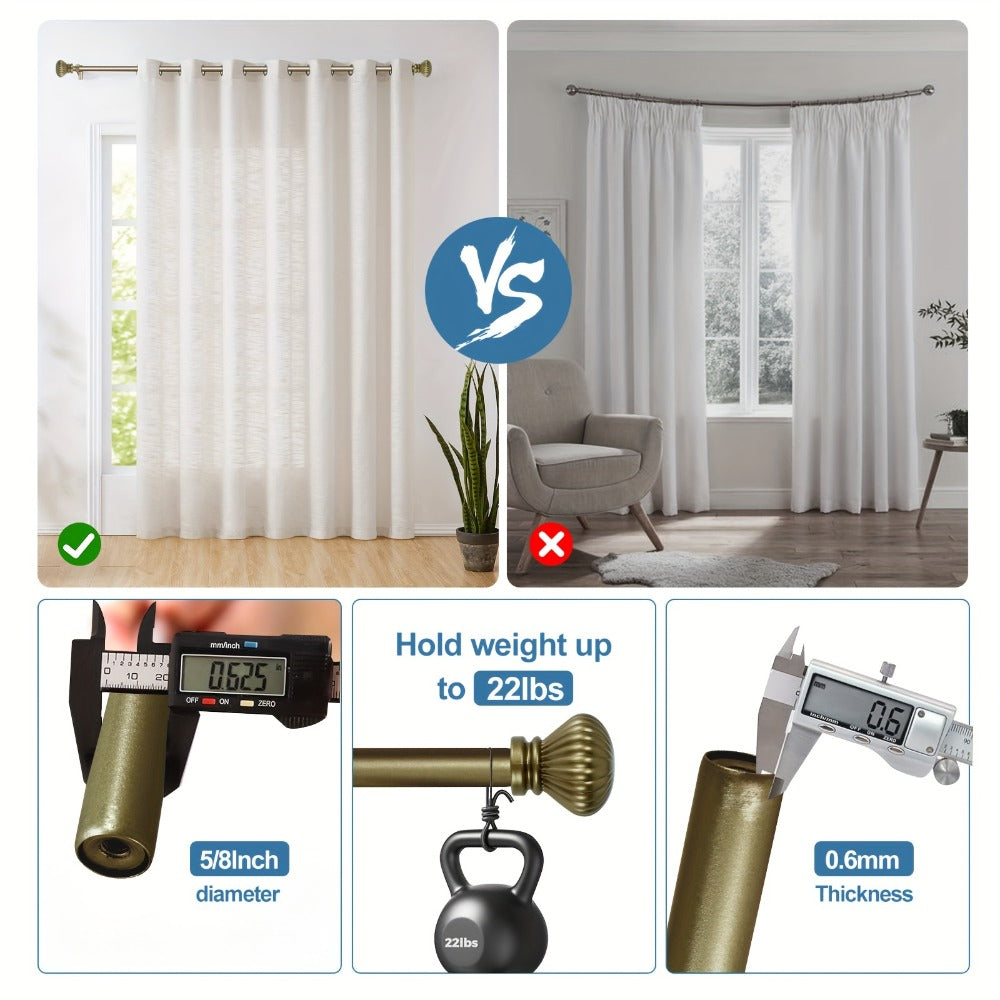 Double Curtain Rod Set Adjustable with Fluted Ball Finials Double Brackets 4 Colors 2 Sizes Window Curtain Hardware - product image 7