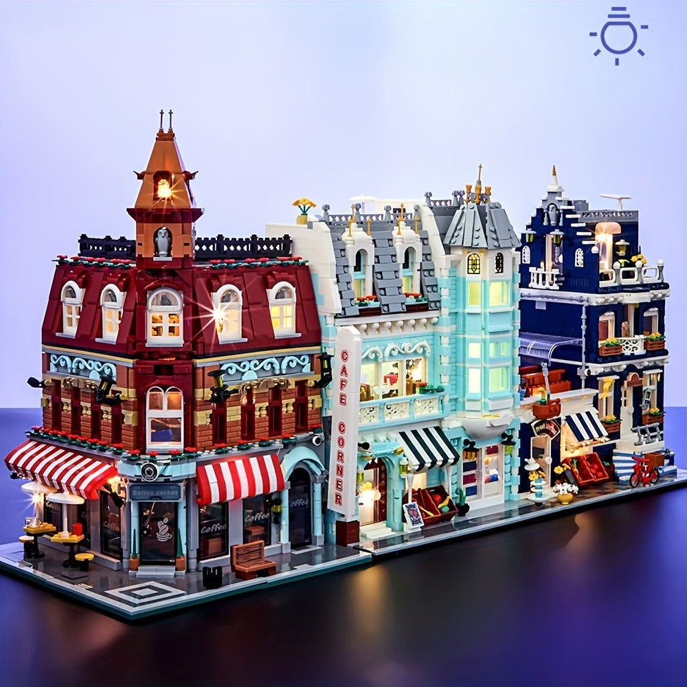 European Architecture Grocery Store & Market Street, 3-Level Mini Brick Model Kit for Adults & Teens, Creative Assembly Home Decor Display Piece, Great Gift - product image 2