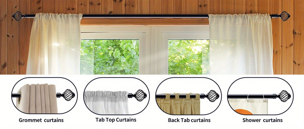 Black Adjustable Curtain Rod Heavy Duty Farmhouse Decorative Drapery Rod for Bedroom Living Room Kitchen Patio 4 Sizes Easy Install - product image 16
