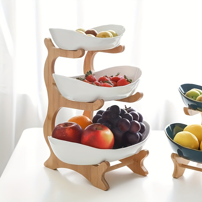 A Creative Two-Layer/Three-Layer Kitchen Fruit Basket, Large-Capacity Layered Fruit Basket, European-Style Dried Fruit Plate, Bamboo and Wood Frame, Household - product image 21